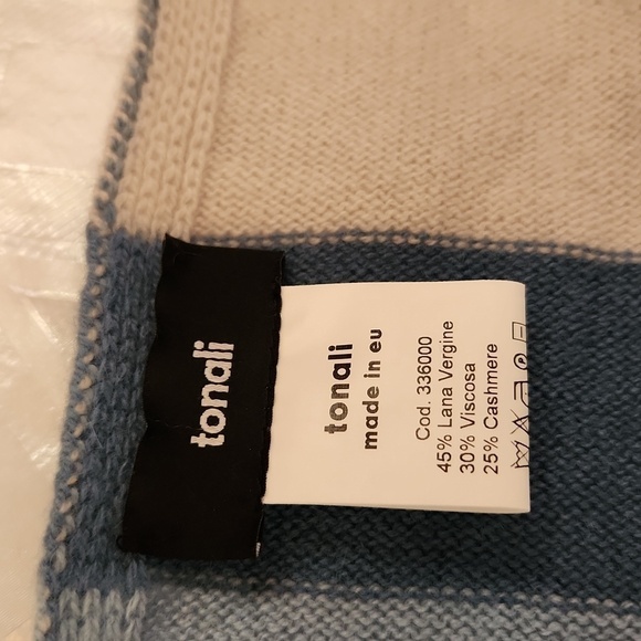 NWOT 1942 AC sciarpa Tonali wool/cashmere blue/white stripe scarf - Picture 3 of 7